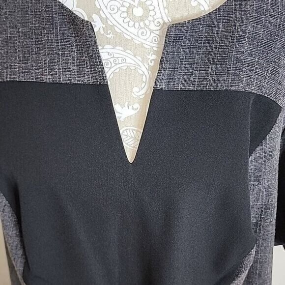 Connected Apparel Dress Knee Length Short Sleeve Black Gray Women's 24W - Picture 3 of 6